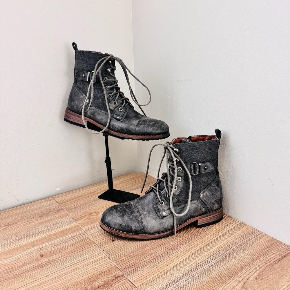 Polar Fox Gray Cap Toe Lace Up Booties Men’s Size 7